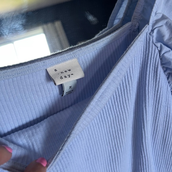 Target Light Blue Ribbed Cap Sleeve Top – Size M - Picture 2 of 3